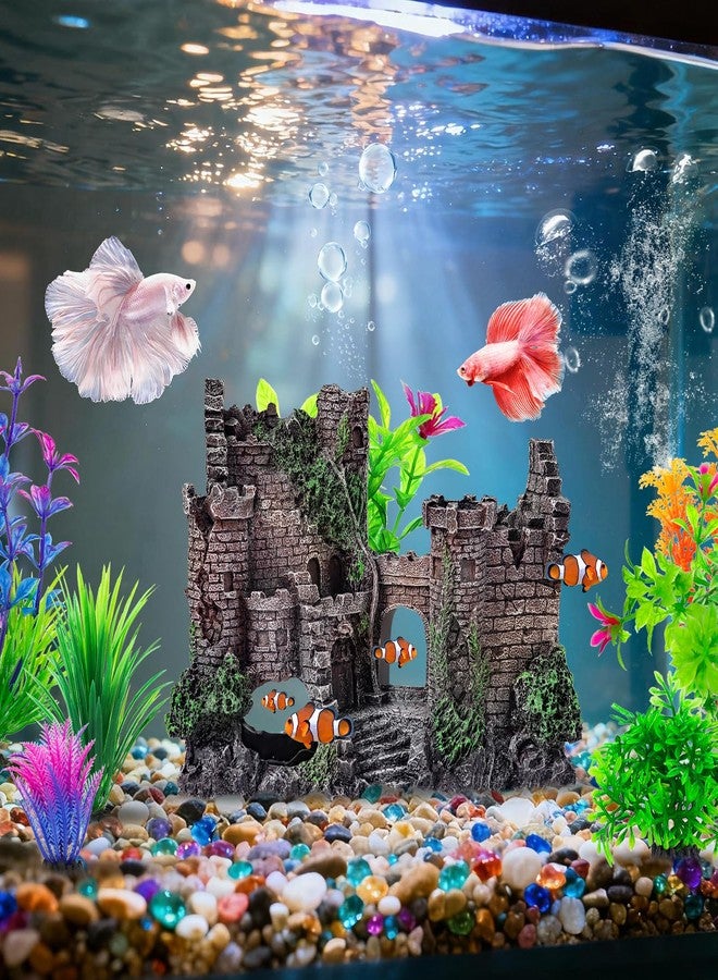CousDUoBe Aquarium Decor Castle Fish Tank Bubbler Set Aquarium Plants for Aquatic Pets to Breed Play and Rest Fish Decorations for Tank - Image 4